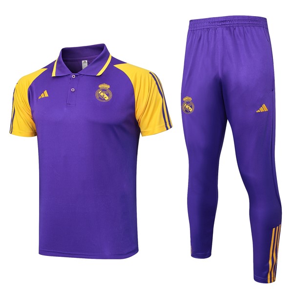 Polo Real Madrid Conjunto Completo 2024-25 Purpura Amarillo
